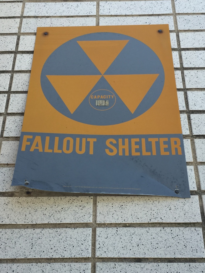 Roy Kelley Elementary School exterior fallout shelter sign